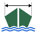 szerokosc Ikona przedstawiająca kotwicę z falami w tle, symbolizującą szerokość wody.